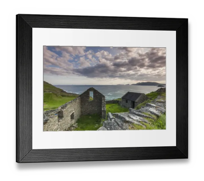 Framed Print : Ireland, County Kerry, Dingle Peninsula, Slea Head Drive, Dunquin, farmhouse ruins Framed Print : Ireland, County Kerry, Dingle Peninsula, Slea Head Drive, Dunquin, farmhouse ruins