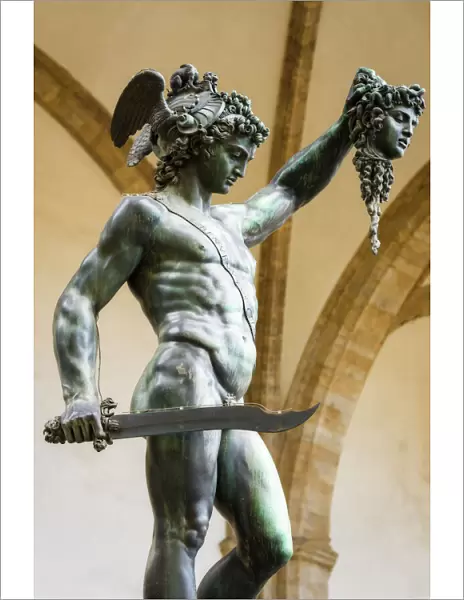 Perseus and Medusa statue at Loggia dei Lanzi, Florence, Tuscany, Italy