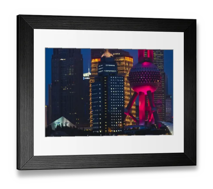 Framed Print : Night view of Pudong skyline dominated by Oriental Pearl TV Tower, Shanghai, China Framed Print : Night view of Pudong skyline dominated by Oriental Pearl TV Tower, Shanghai, China