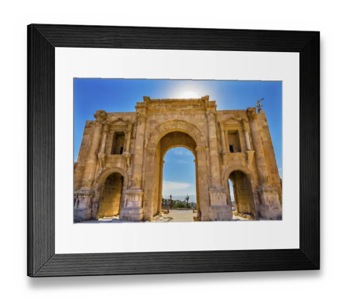 Framed Print : Hadrians Arch Gate Sun Ancient Roman City Jerash Jordan Framed Print : Hadrians Arch Gate Sun Ancient Roman City Jerash Jordan