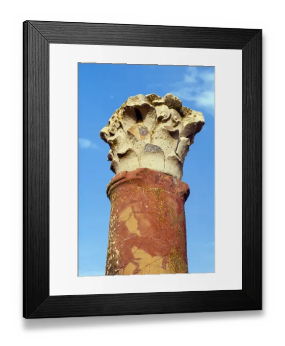 Framed Print : Corinthian capital at Interior garden of House Of Hunt, Bulla Regia Archaeological Site Framed Print : Corinthian capital at Interior garden of House Of Hunt, Bulla Regia Archaeological Site