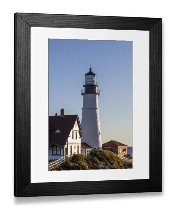 Framed Print : USA, Maine, Portland, Cape Elizabeth, Portland Head Light, lighthouse, morning