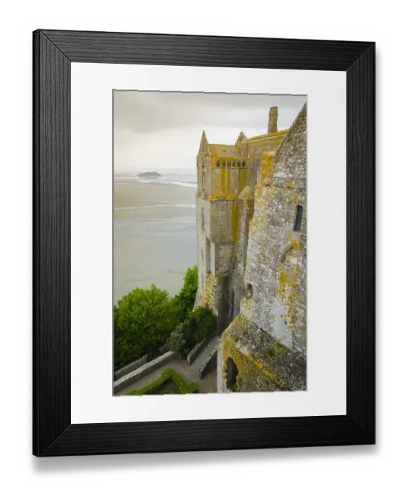 Framed Print : Abbey walls and bay, Mont Saint-Michel monastery, Normandy, France Framed Print : Abbey walls and bay, Mont Saint-Michel monastery, Normandy, France