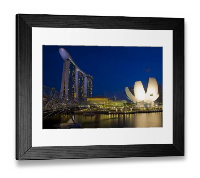 Framed Print : Singapore. Marina Bay Sands Hotel and Science Center at night Framed Print : Singapore. Marina Bay Sands Hotel and Science Center at night