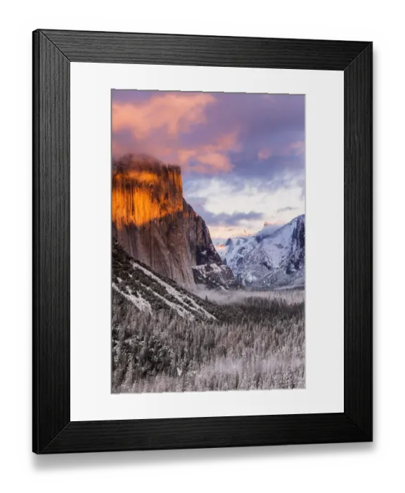 Framed Print : Winter sunset over Yosemite Valley from Tunnel View, Yosemite National Park, California Framed Print : Winter sunset over Yosemite Valley from Tunnel View, Yosemite National Park, California