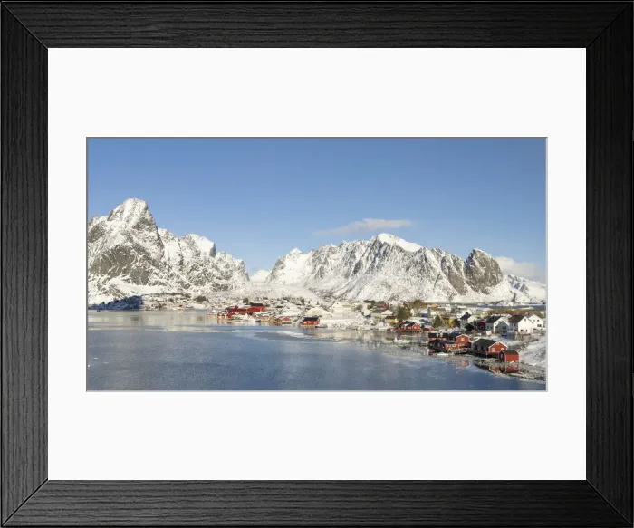Framed Print : Village Reine on the island Moskenesoya. The Lofoten Islands in northern Norway during winter