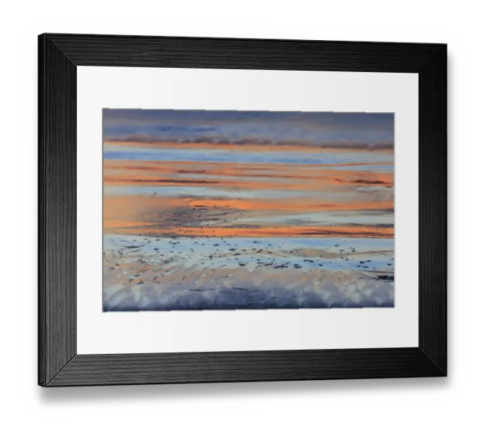 Framed Print : post sunset sunset reflections on Pacific Beach near pier, San Diego, CA, USA