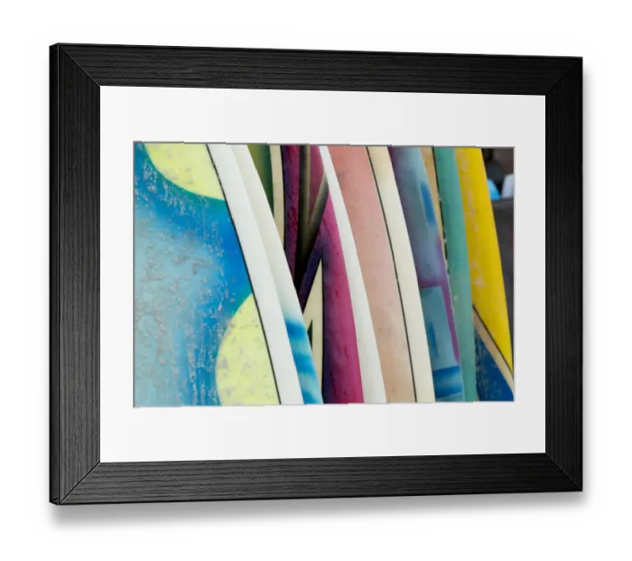 Framed Print : North America, Mexico, Baja Calfornia Sur, Todos Santos, Cerritos Beach. Surfboards