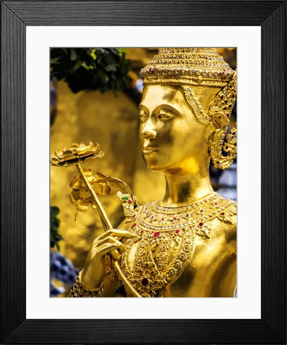 Framed Print : South East Asia; Thialand; Bangkok; Golden Kinnara statue at Emerald Buddha Temple Framed Print : South East Asia; Thialand; Bangkok; Golden Kinnara statue at Emerald Buddha Temple