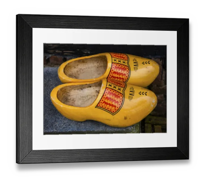 Framed Print : Wooden Shoes Zaanse Schans Old Windmill Village Countryside Holland Netherlands