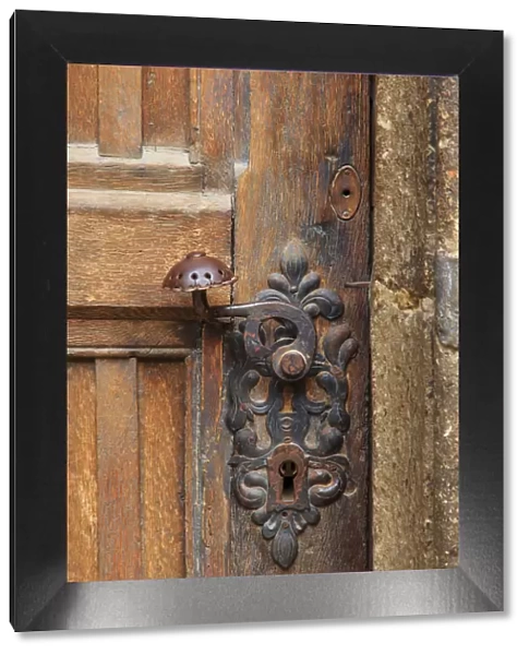 Europe, Romania, Brasov. Door handle, key hole