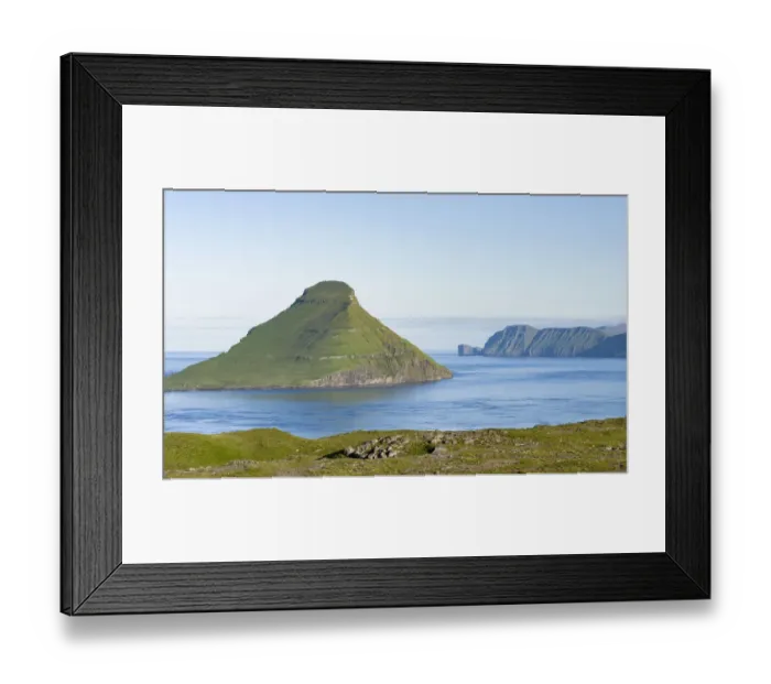 Framed Print : Koltur island at sunrise, the island Vagar in the background The island Streymoy Framed Print : Koltur island at sunrise, the island Vagar in the background The island Streymoy