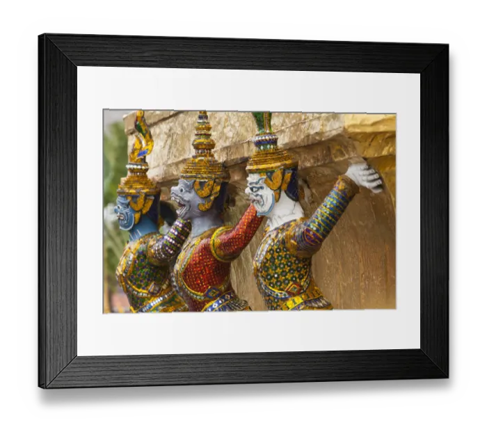 Framed Print : Thailand, Bangkok, Royal Palace. Yaksha (demons) guard one of the golden chedi Framed Print : Thailand, Bangkok, Royal Palace. Yaksha (demons) guard one of the golden chedi