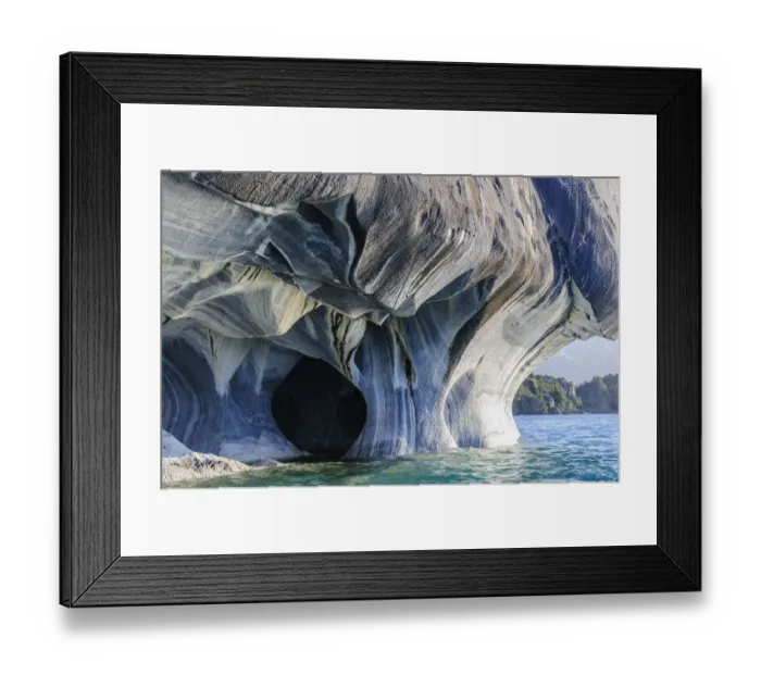 Framed Print : Chile, Aysen, Puerto Rio Tranquilo, Marble Chapel Natural Sanctuary. Limestone (marble) formations