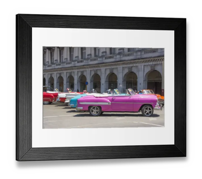 Framed Print : Havana Cuba Habana central colorful old classic 1950s cars on display near Capital