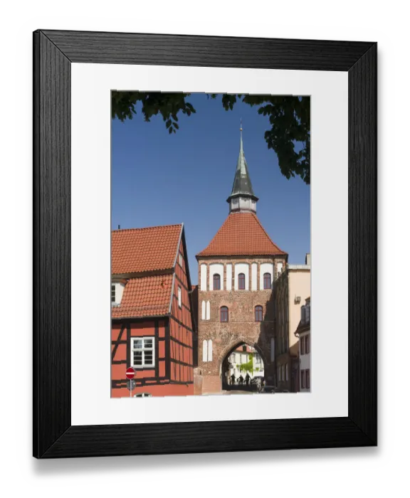 Framed Print : City gate Kuetertor. The Hanseatic City Stralsund. The old town is listed as UNESCO World Heritage