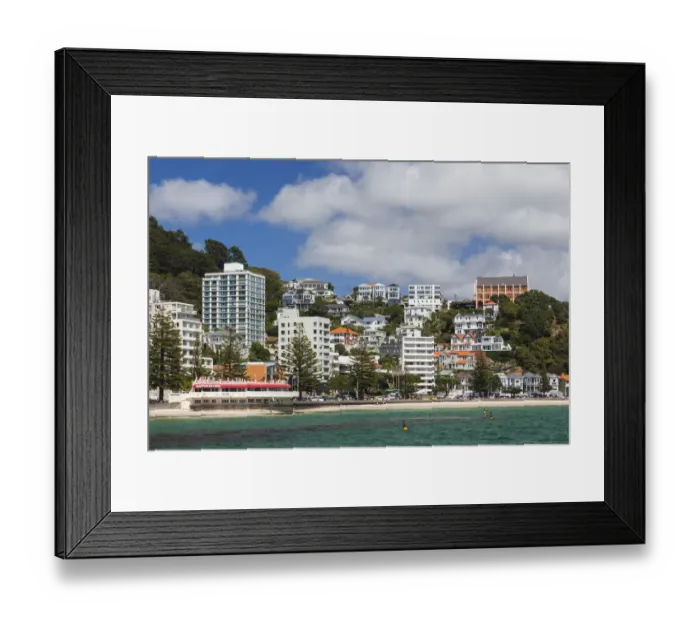 Framed Print : New Zealand, North Island, Wellington, Oriental Parade, buildings Framed Print : New Zealand, North Island, Wellington, Oriental Parade, buildings