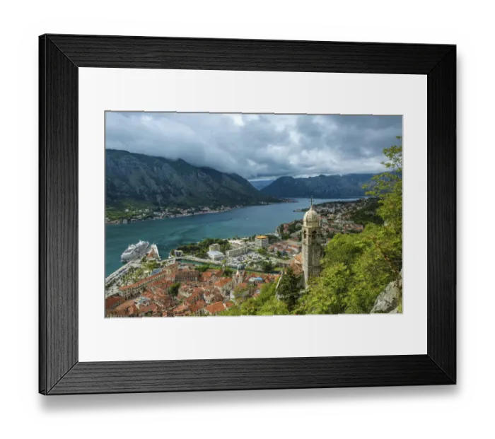 Framed Print : Europe, Montenegro, Kotor. Cruise ship in city harbor Framed Print : Europe, Montenegro, Kotor. Cruise ship in city harbor