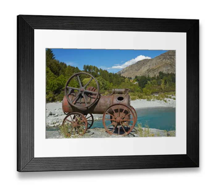 Framed Print : Historic relic from the gold rush, Shotover River, Queenstown, Otago, South Island Framed Print : Historic relic from the gold rush, Shotover River, Queenstown, Otago, South Island
