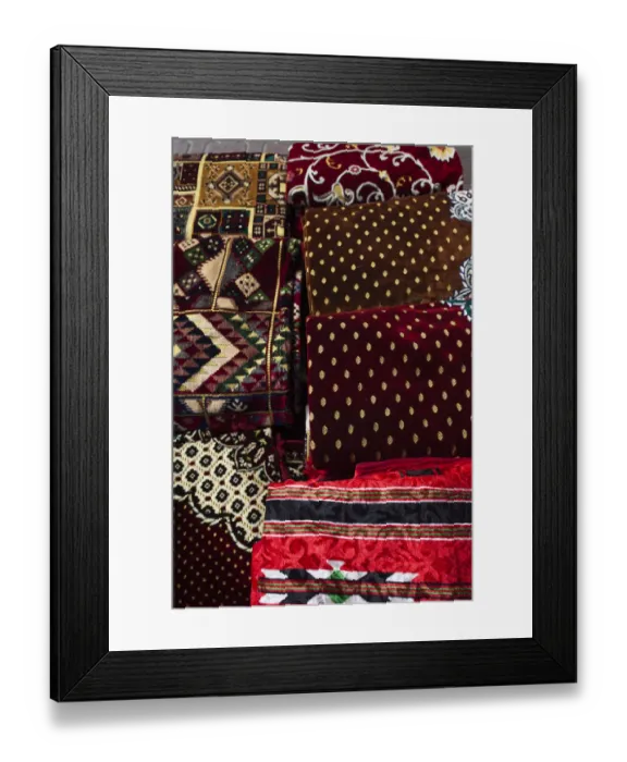 Framed Print : UAE, Dubai, Deira, souvenir fabric