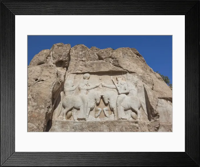 Framed Print : Iran, Central Iran, Shiraz, Naqsh-e Rostam, Sassanian stone reliefs cut into mountain Framed Print : Iran, Central Iran, Shiraz, Naqsh-e Rostam, Sassanian stone reliefs cut into mountain