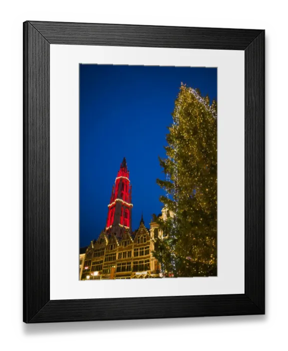 Framed Print : Belgium, Antwerp, Groenplaats, Onze-Lieve-Vrouwekathedraal cathedral, winter, dusk Framed Print : Belgium, Antwerp, Groenplaats, Onze-Lieve-Vrouwekathedraal cathedral, winter, dusk