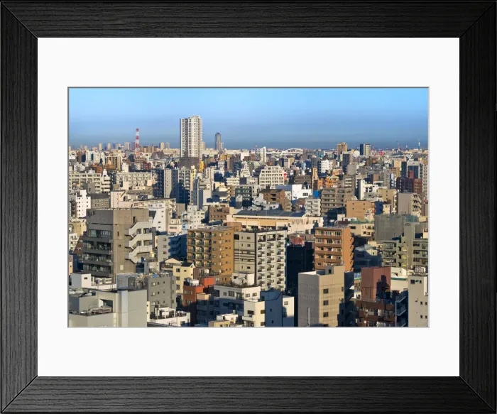 Framed Print : Downtown skyline at dawn, Tokyo, Japan