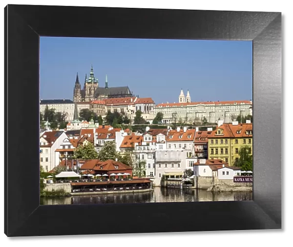 Europe, Czech Republic, Prague. Prague castle and Lesser town as seen from the Vltava