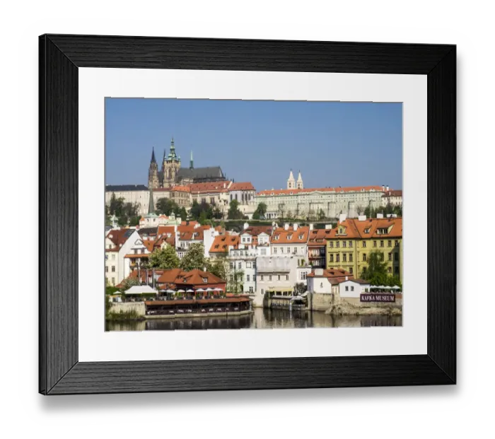 Framed Print : Europe, Czech Republic, Prague. Prague castle and Lesser town as seen from the Vltava Framed Print : Europe, Czech Republic, Prague. Prague castle and Lesser town as seen from the Vltava