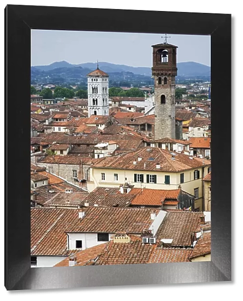 Europe, Italy, Lucca. Overview of village
