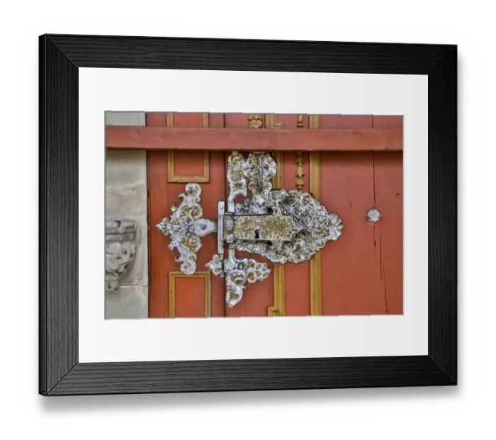 Framed Print : Germany, Dinklesbuehl, Door Hinge Framed Print : Germany, Dinklesbuehl, Door Hinge