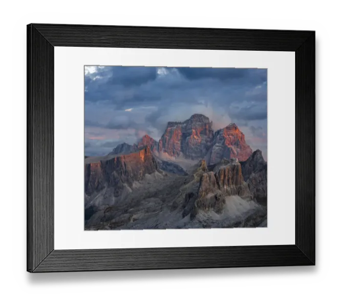 Framed Print : The dolomites in the Veneto. Monte Pelmo, Averau, Nuvolau and Ra Gusela in the background Framed Print : The dolomites in the Veneto. Monte Pelmo, Averau, Nuvolau and Ra Gusela in the background