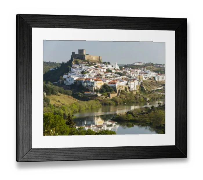 Framed Print : Mertola on the banks of Rio Guadiana in the Alentejo. Europe, Southern Europe, Portugal