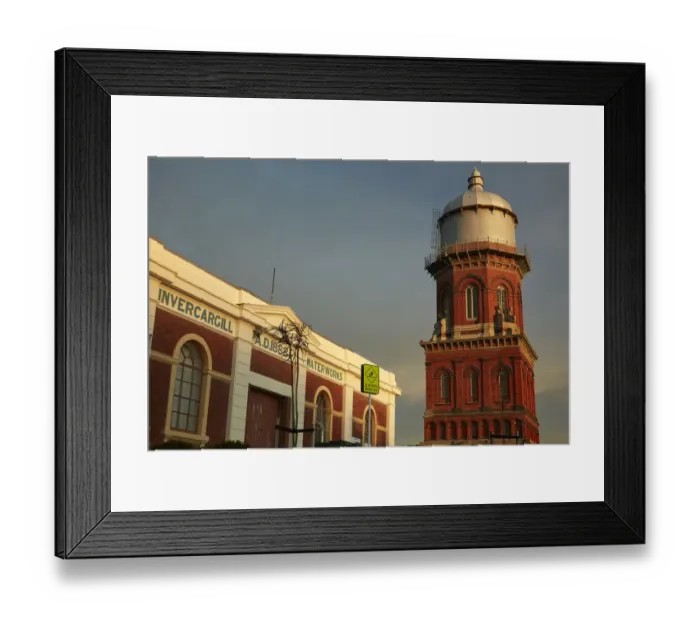 Framed Print : Historic waterworks (1888) and water tower (1889), Invercargill, Southland, South Island Framed Print : Historic waterworks (1888) and water tower (1889), Invercargill, Southland, South Island