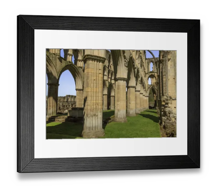 Framed Print : England, North Yorkshire, Rievaulx. 13th c. Cistercian ruins of Rievaulx Abbey. English Heritage