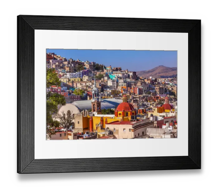 Framed Print : Colored Houses Iglesia de San Roque Market Mercado Hidalgo Guanajuato, Mexico Framed Print : Colored Houses Iglesia de San Roque Market Mercado Hidalgo Guanajuato, Mexico