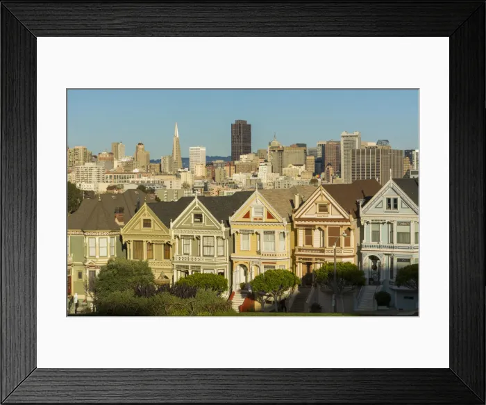 Framed Print : San Francisco California Painted Ladies Victorian homes and city in background Framed Print : San Francisco California Painted Ladies Victorian homes and city in background
