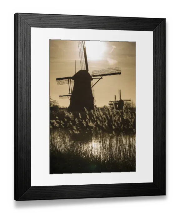 Framed Print : Netherlands, Kinderdijk, Traditional Dutch windmills Framed Print : Netherlands, Kinderdijk, Traditional Dutch windmills