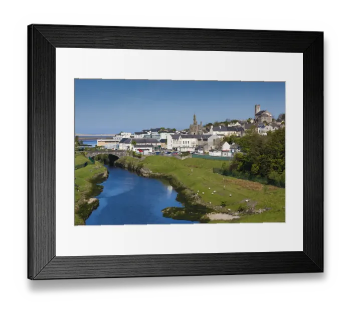 Framed Print : Ireland, County Donegal, Ballyshannon, elevated town view Framed Print : Ireland, County Donegal, Ballyshannon, elevated town view