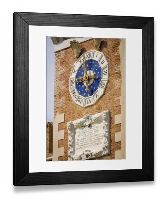 Framed Print : Clocktower detail at the Arsenal, Venice, Veneto, Italy