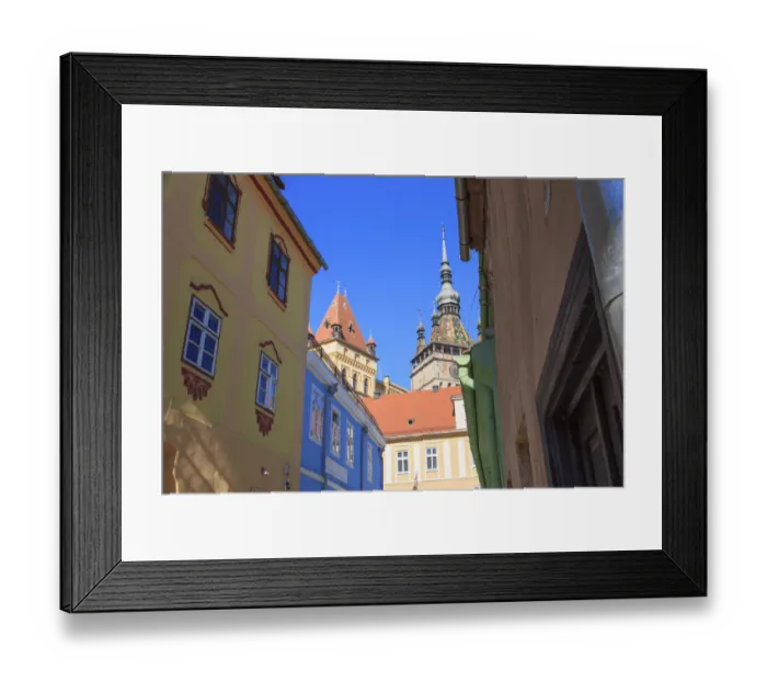 Framed Print : Europe, Romania, Mures County, Sighisoara, clock tower, symbol of the town Framed Print : Europe, Romania, Mures County, Sighisoara, clock tower, symbol of the town