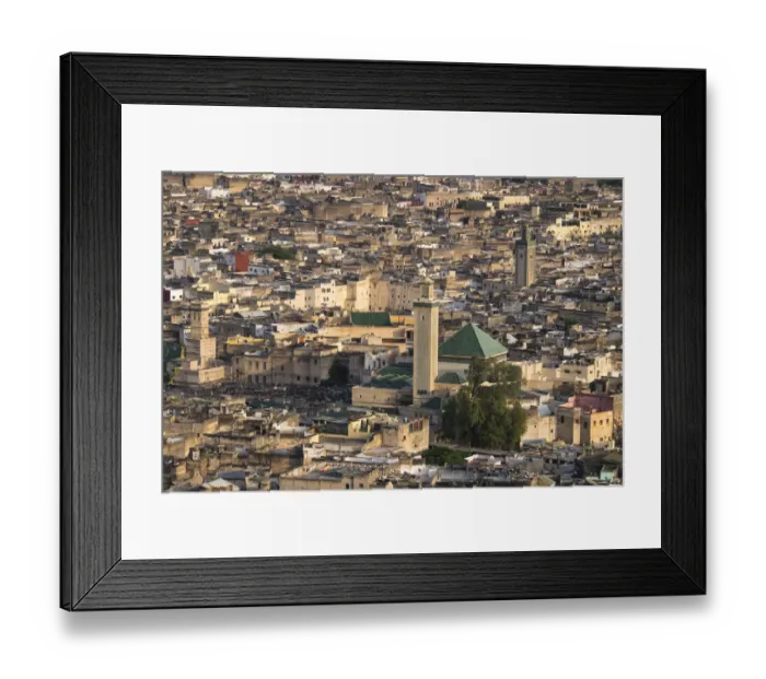 Framed Print : Africa, Morocco, Fes. Detail of the city from above at the Tombs du Merenides