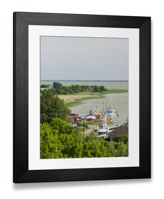 Framed Print : Harbour of Wustrow at the Saaler Bodden. Wustrow on Fischland Peninsula. Europe