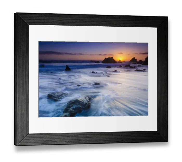 Framed Print : Sea stacks at sunset, El Matador State Beach, Malibu, California USA
