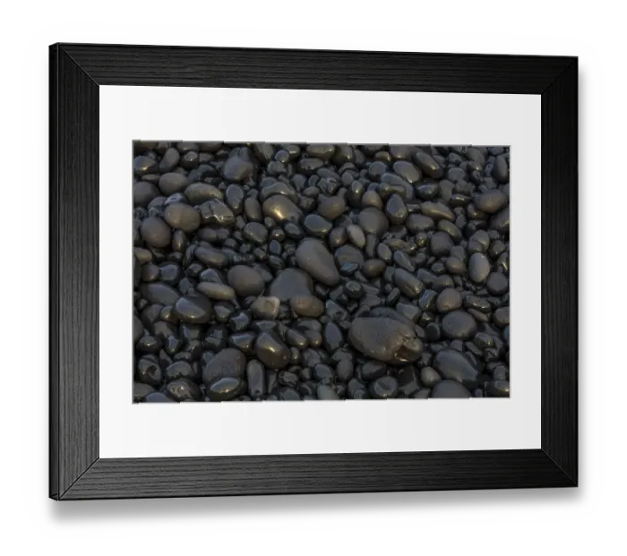 Framed Print : Black pebbles on the beach on the Snaefellsnes Peninsula in western Iceland Framed Print : Black pebbles on the beach on the Snaefellsnes Peninsula in western Iceland