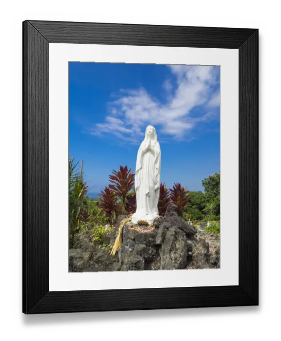 Framed Print : Statue of the Virgin Mary in the property of Saint Benedicts Painted Church