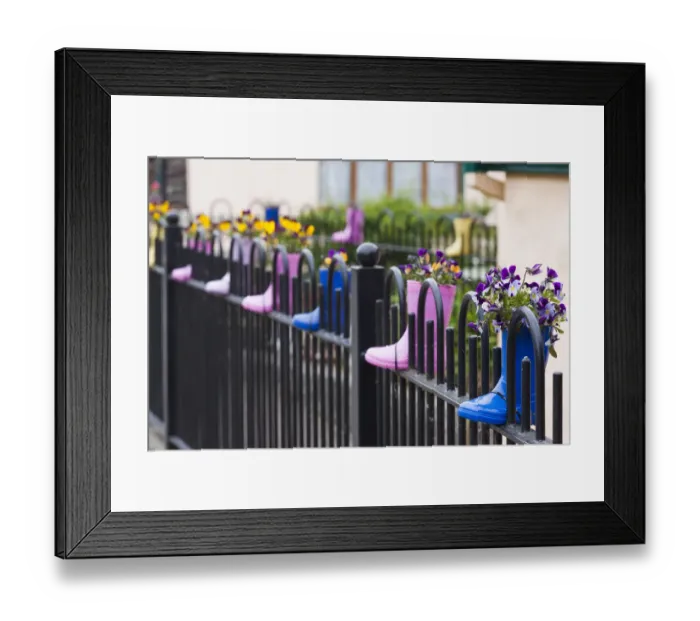Framed Print : Ireland, County Kerry, Dingle Peninsula, Cloghane, fence decorated with children s Framed Print : Ireland, County Kerry, Dingle Peninsula, Cloghane, fence decorated with children s