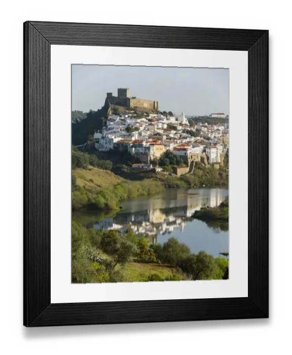 Framed Print : Mertola on the banks of Rio Guadiana in the Alentejo. Europe, Southern Europe, Portugal