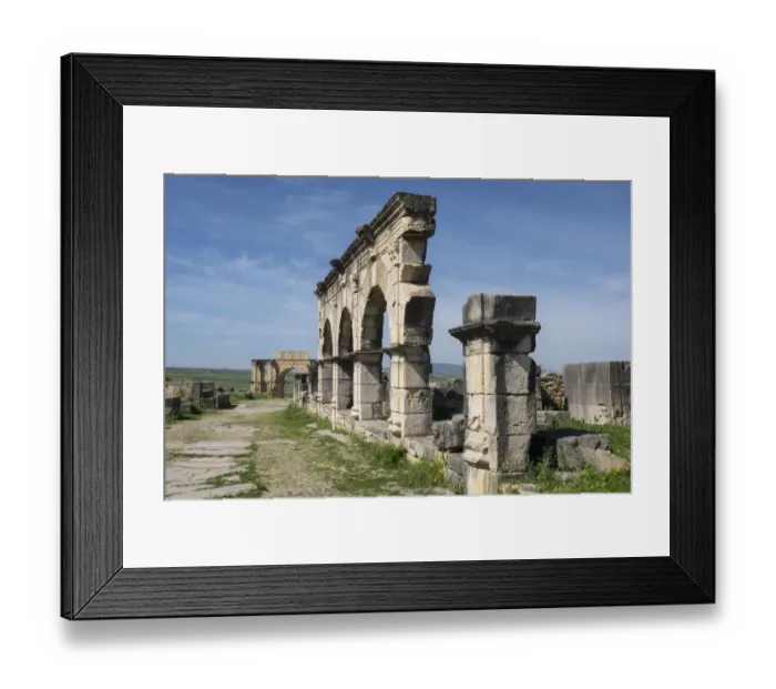 Framed Print : Africa, Morocco, Volubilis. Archeological site of ancient Roman ruins