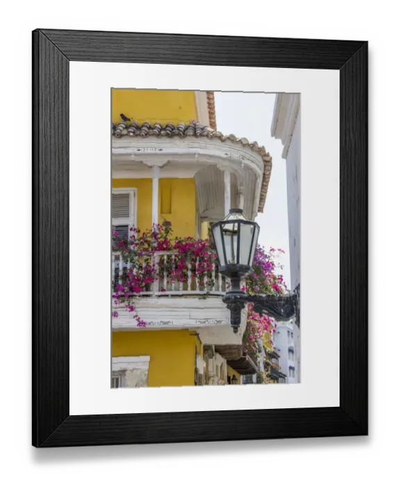 Framed Print : South America, Colombia, Cartagena, Charming Old World balconies in the old walled Framed Print : South America, Colombia, Cartagena, Charming Old World balconies in the old walled